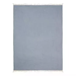 Blue Crinkled Cotton Fringe Throw