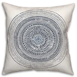 Blue Dash Circle Pattern Outdoor Pillow