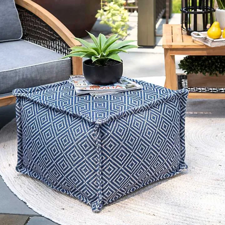 Blue Diamond Outdoor Pouf