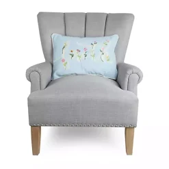 Blue Faith Floral Embroidered Lumbar Pillow