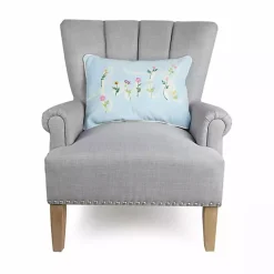 Blue Family Floral Embroidered Lumbar Pillow