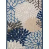 Blue Floral Burst Outdoor Area Rug, 6x9