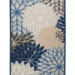 Blue Floral Burst Outdoor Area Rug, 6x9
