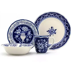 Blue Floral Hand Painted 16-pc. Dinnerware Set