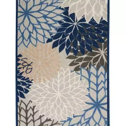 Blue Floral Outdoor Area Rug, 5x7