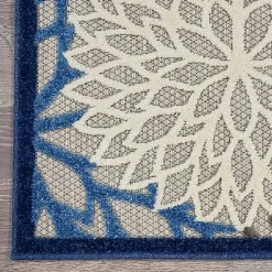 Blue Floral Outdoor Area Rug, 5x7
