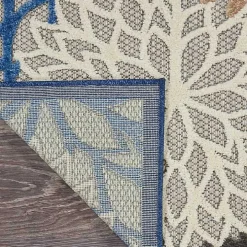 Blue Floral Outdoor Area Rug, 5x7
