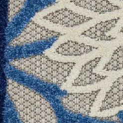 Blue Floral Outdoor Area Rug, 5x7