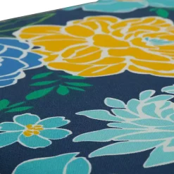 Blue Floral Tufted Outdoor Seat Cushions, Set of 2