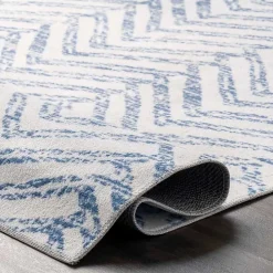 Blue Geometric Pattern Washable Runner