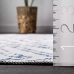 Blue Geometric Pattern Washable Runner