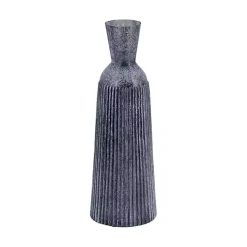 Blue Grooved Glass Vase, 16in
