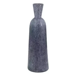 Blue Grooved Glass Vase, 20in