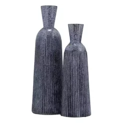 Blue Grooved Glass Vase, 20in