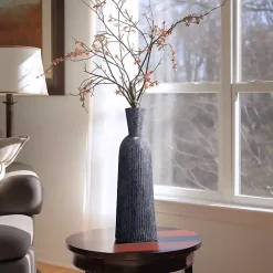 Blue Grooved Glass Vase, 20in