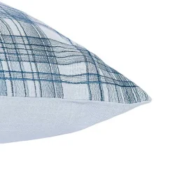 Blue Handwoven Plaid Throw Pillow