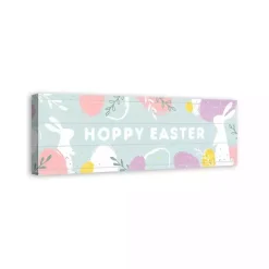 Blue Hoppy Easter Canvas Wall Plaque
