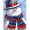 Blue Jolly Snowman Canvas Art Print