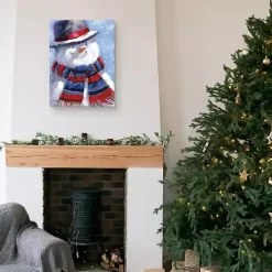 Blue Jolly Snowman Canvas Art Print