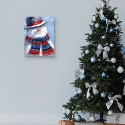 Blue Jolly Snowman Canvas Art Print