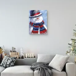 Blue Jolly Snowman Canvas Art Print