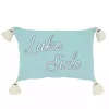 Blue Lake Side Tassel Lumbar Pillow
