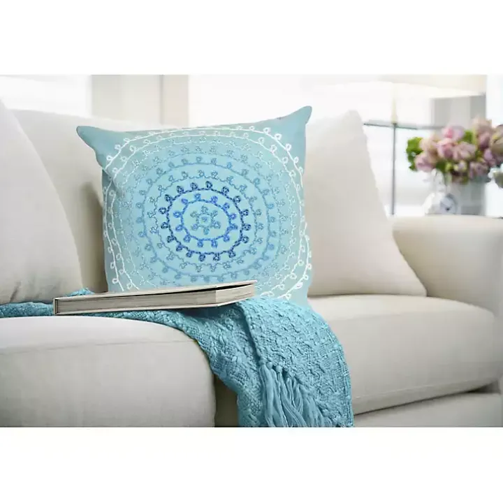 Blue Lamontage Swirl Outdoor Throw Pillow