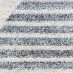 Blue Linear Geometric Washable Runner, 2x10