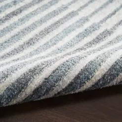 Blue Linear Geometric Washable Runner, 2x10