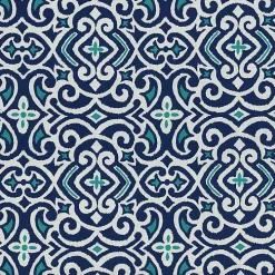 Blue Marine Damask Outdoor Cushions, Set of 2