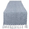Blue Mini Diamond Fringe End Table Runner, 108 in.