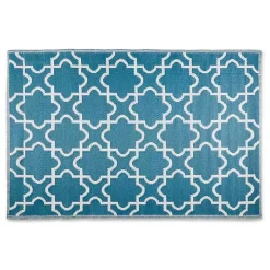 Blue Moroccan Trellis Outdoor Area Rug, 4x6