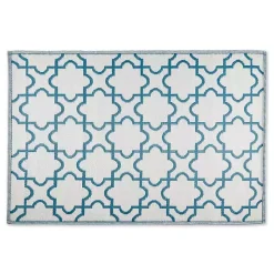 Blue Moroccan Trellis Outdoor Area Rug, 4x6
