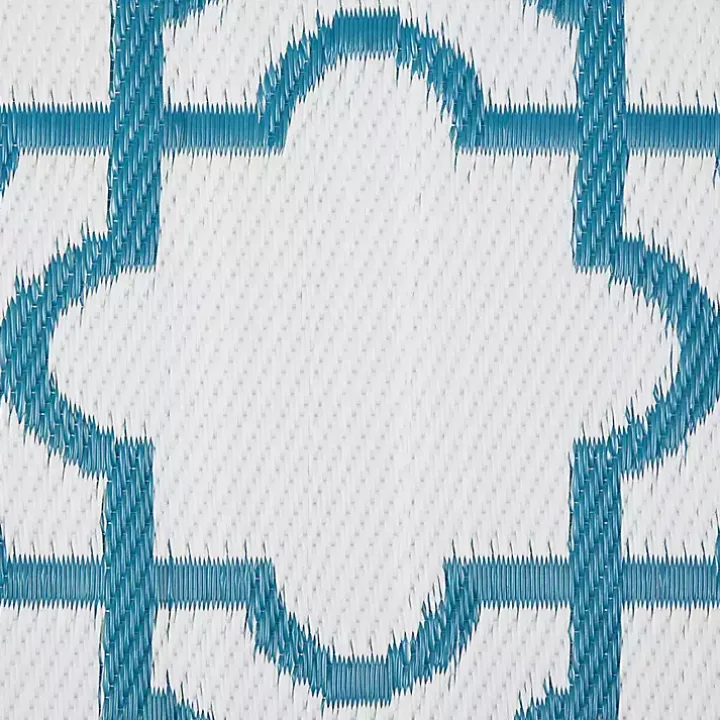 Blue Moroccan Trellis Outdoor Area Rug, 4x6