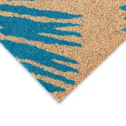 Blue Palm Fronds Welcome Coir Doormat