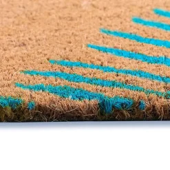 Blue Palm Fronds Welcome Coir Doormat