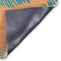 Blue Palm Fronds Welcome Coir Doormat