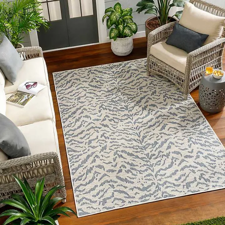 Blue Ravello Outdoor Rug, 7x10