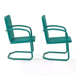 Blue Retro Basket Weave Chairs, Set of 2