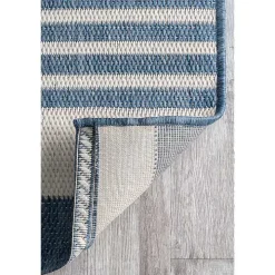 Blue Robin Stripe Outdoor Rug, 8x11