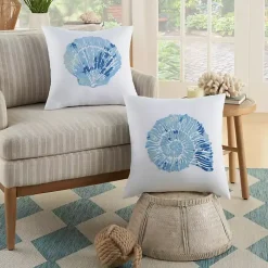 Blue Seashell Throw Pillow