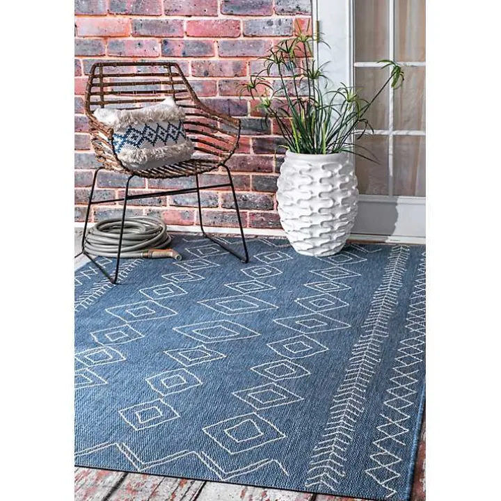 Blue Serna Tribal Outdoor Area Rug, 5x8