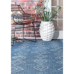 Blue Serna Tribal Outdoor Area Rug, 8x11