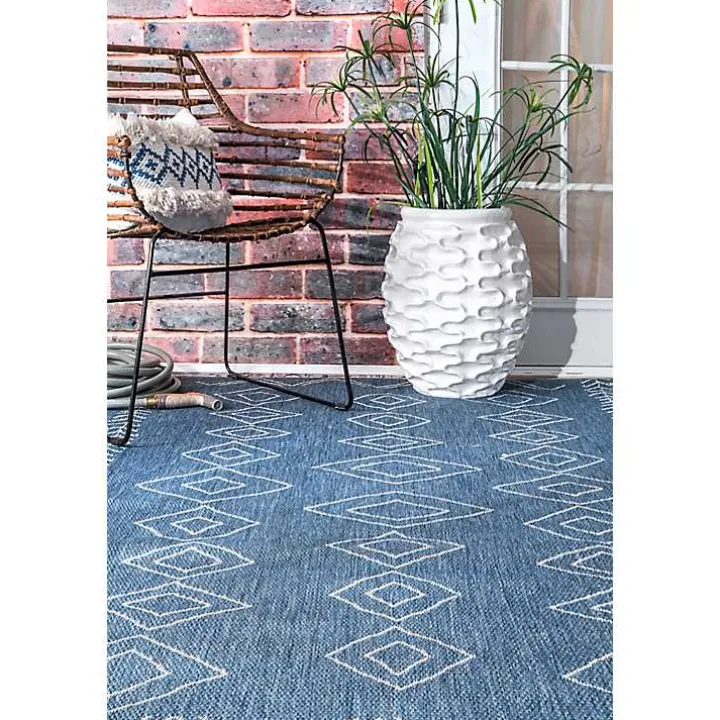 Blue Serna Tribal Outdoor Area Rug, 5x8
