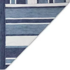 Blue Shades Striped Indoor/Outdoor Scatter Rug