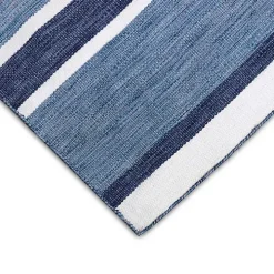 Blue Shades Striped Indoor/Outdoor Scatter Rug