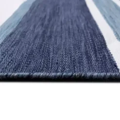 Blue Shades Striped Indoor/Outdoor Scatter Rug