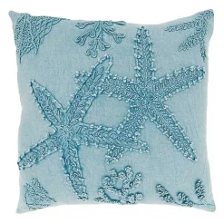 Blue Stonewashed Oceanic Starfish Throw Pillow