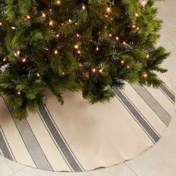 Blue Striped Banded Christmas Tree Skirt