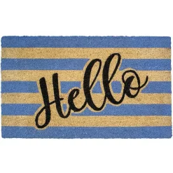 Blue Striped Hello Doormat